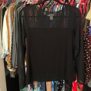 Black Long-Sleeves Mesh Shirt